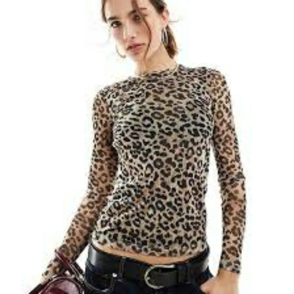 Mango Leopard Mesh Shirt